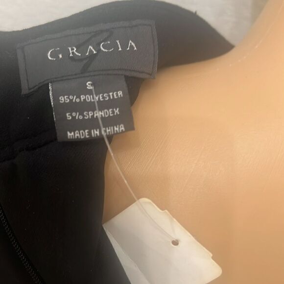 Garcia Black Dress Silver Metallic Studded Cutout Neck Mini Swing Size Small New - Picture 7 of 9